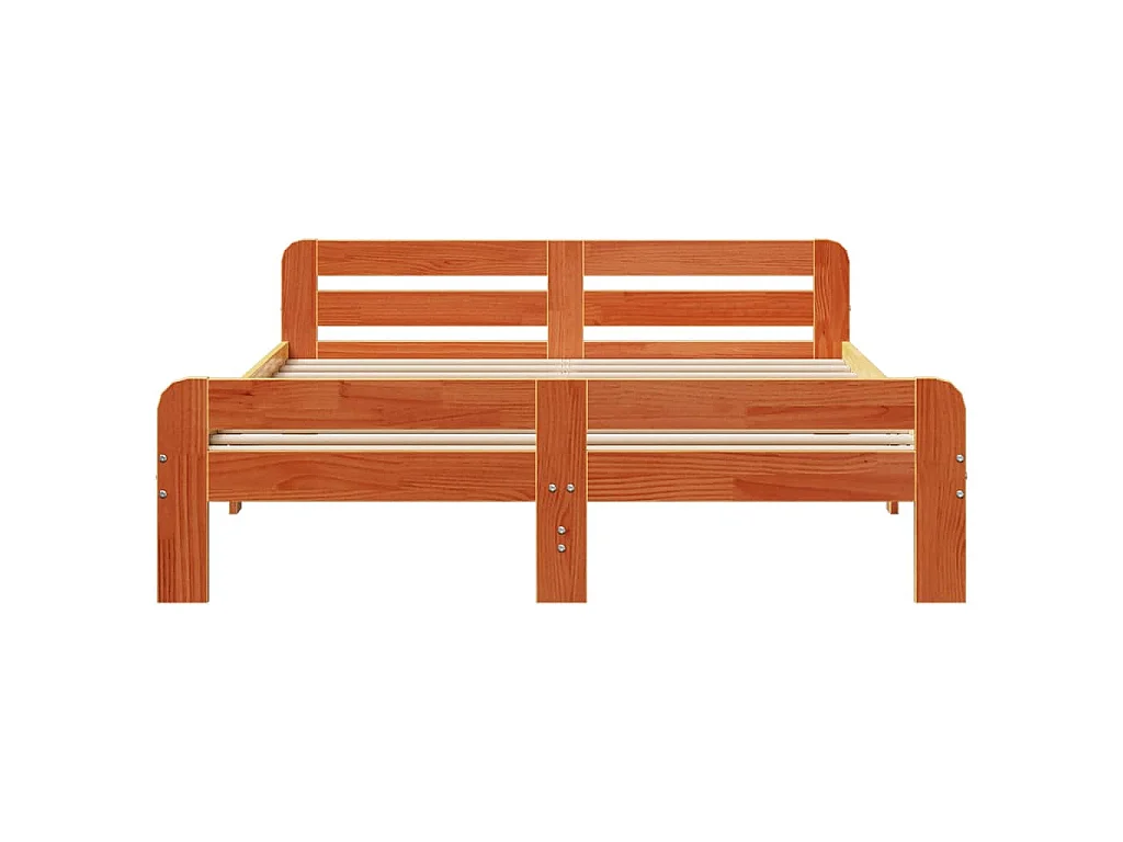 Bedframe zonder matras massief grenenhout wasbruin 140x200 cm