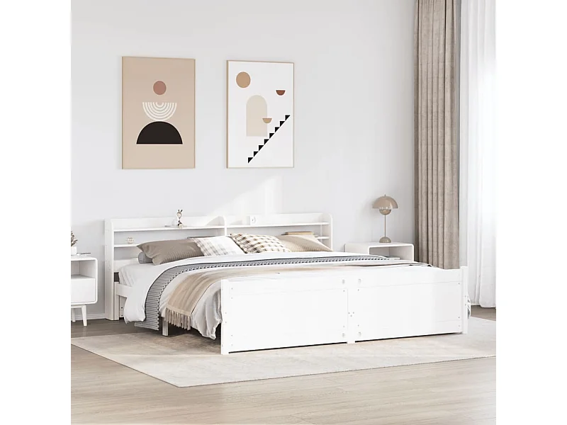 Bettgestell mit Kopfteil ohne Matratze Weiß 180x200 cm