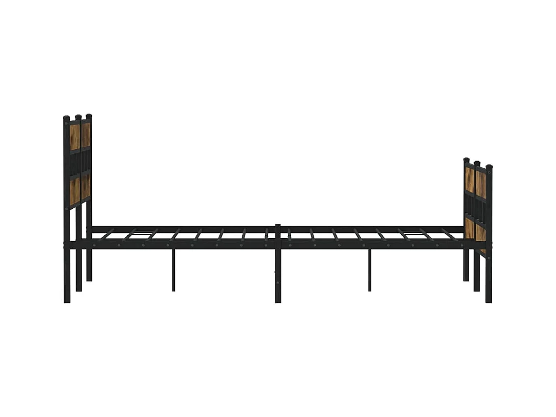 Cadre de lit en métal sans matelas chêne fumé 140x190 cm