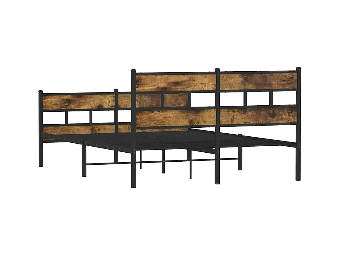Cadre de lit en métal sans matelas chêne fumé 140x190 cm
