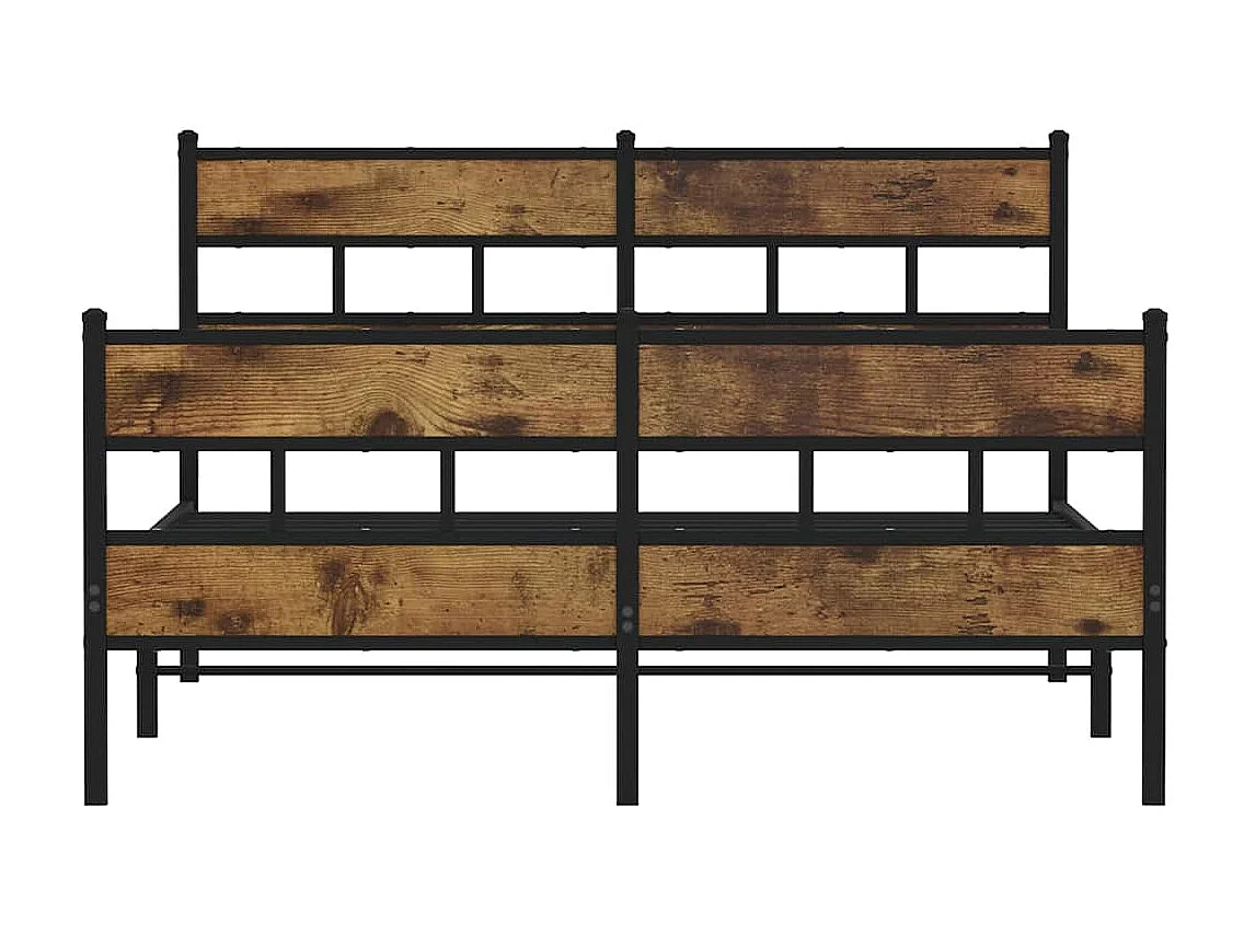 Estructura de cama sin colchón metal roble ahumado 140x190 cm