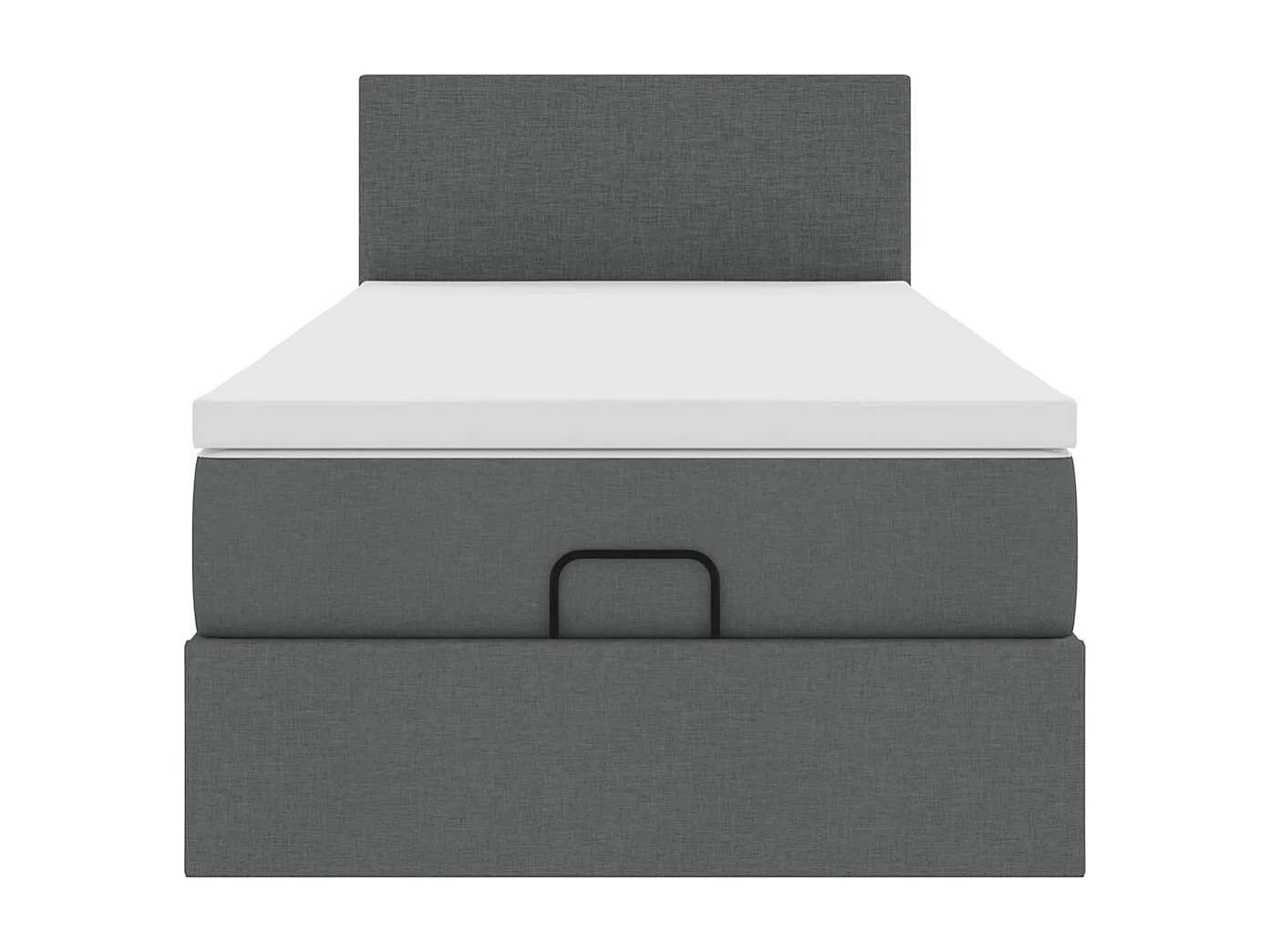Cadre de lit ottoman avec matelas gris foncé 100x200 cm tissu