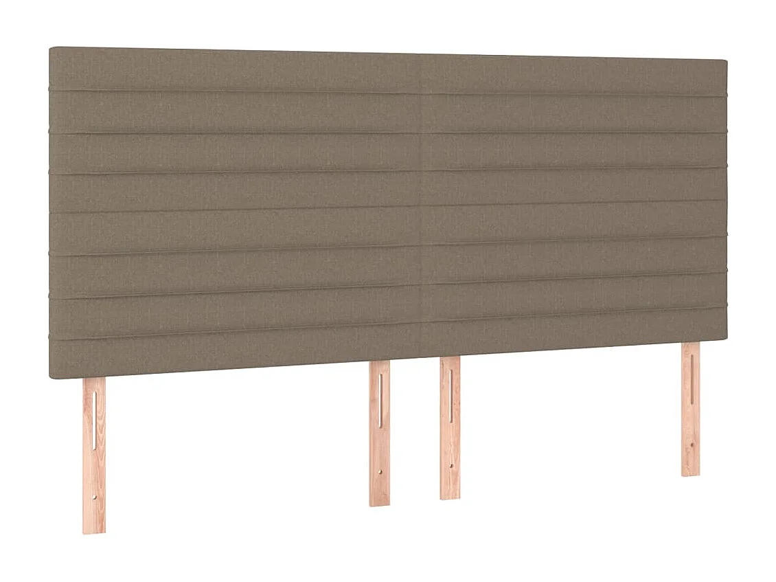 Cama box spring colchón y luces LED tela gris taupe 160x200 cm