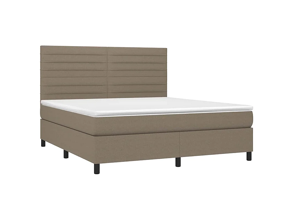 Sommier à lattes de lit et matelas et LED Taupe 160x200cm Tissu
