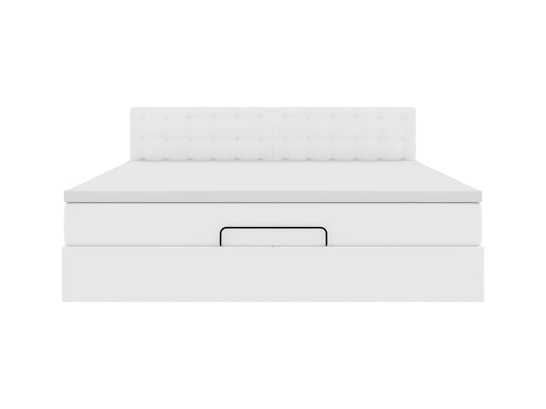 Ottoman-Bett mit Matratze Weiß 180x200 cm Kunstleder