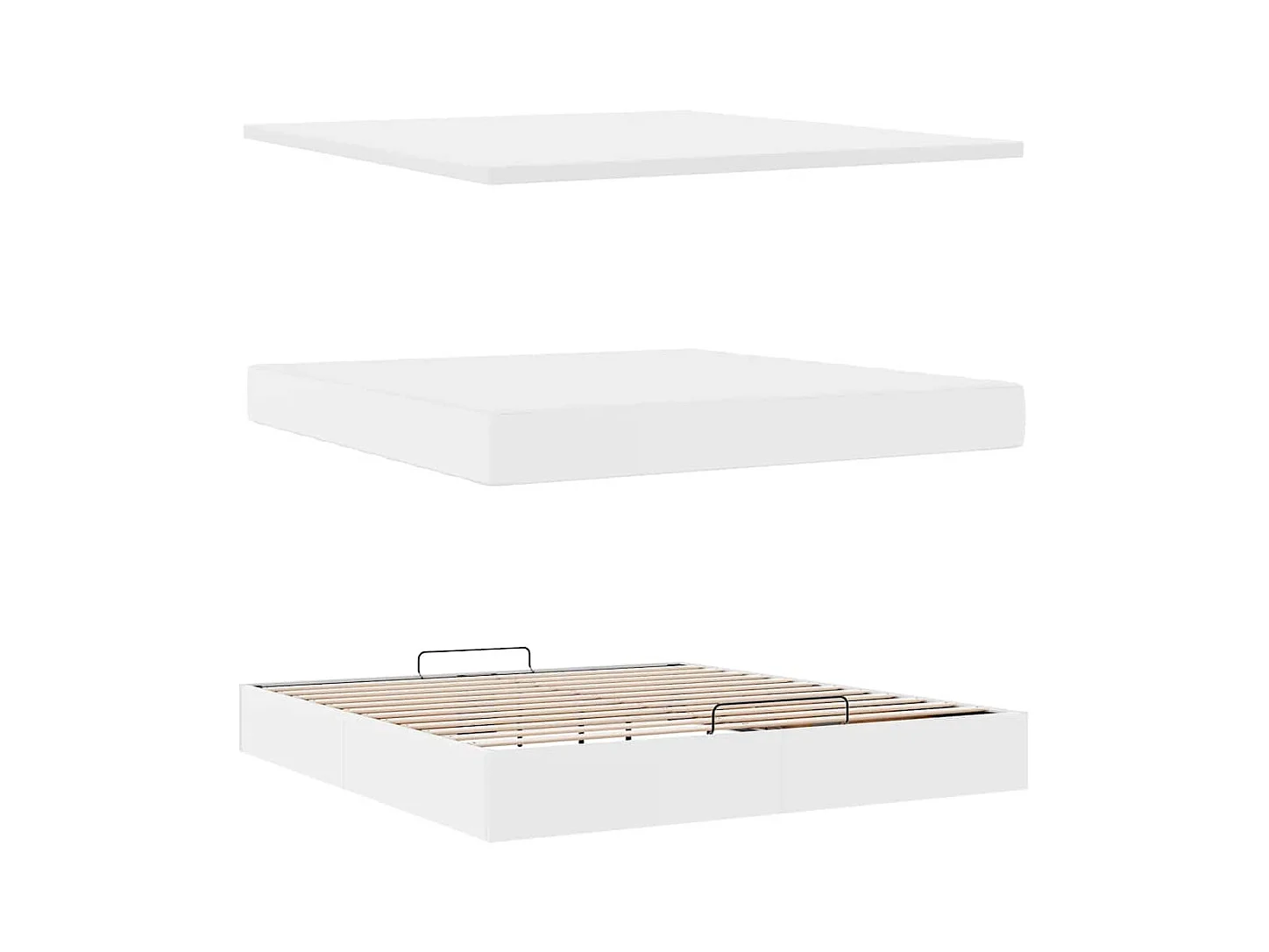 Ottoman-Bett mit Matratze Weiß 180x200 cm Kunstleder