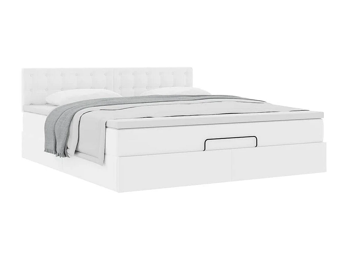 Ottoman-Bett mit Matratze Weiß 180x200 cm Kunstleder