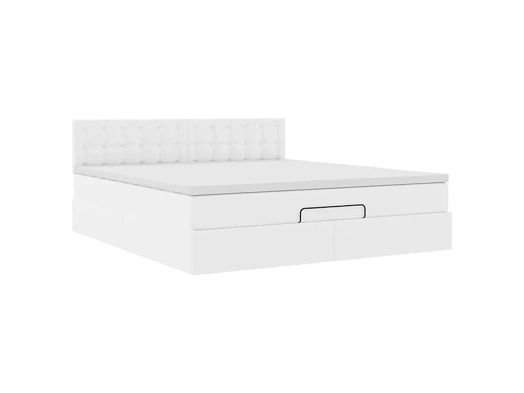 Cadre de lit ottoman avec matelas blanc 180x200 cm similicuir