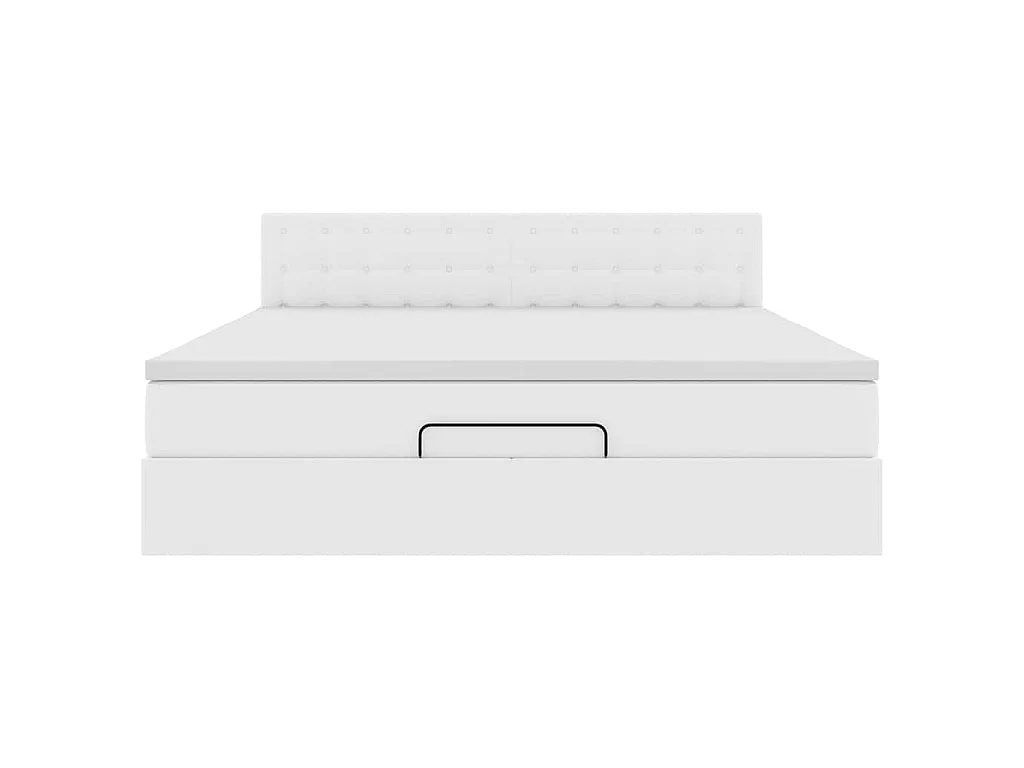 Cadre de lit ottoman avec matelas blanc 180x200 cm similicuir