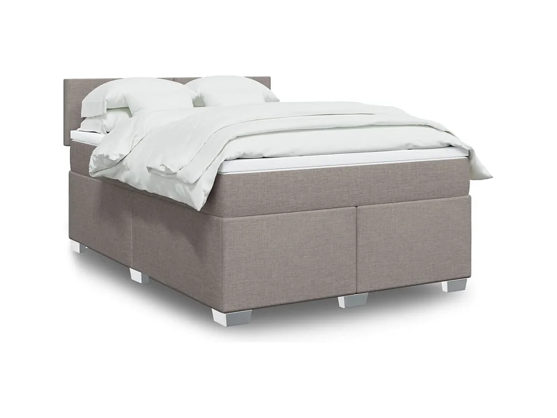 Sommier à lattes de lit avec matelas Taupe 160x200 cm Tissu