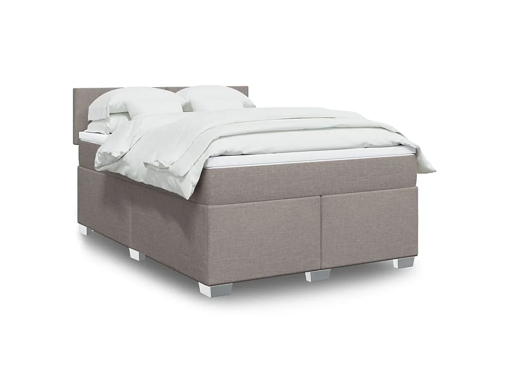 Sommier à lattes de lit avec matelas Taupe 160x200 cm Tissu