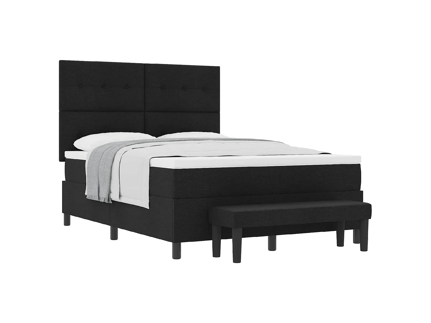 Letto a molle con testiera Nero 160 x 200 cm Tessuto