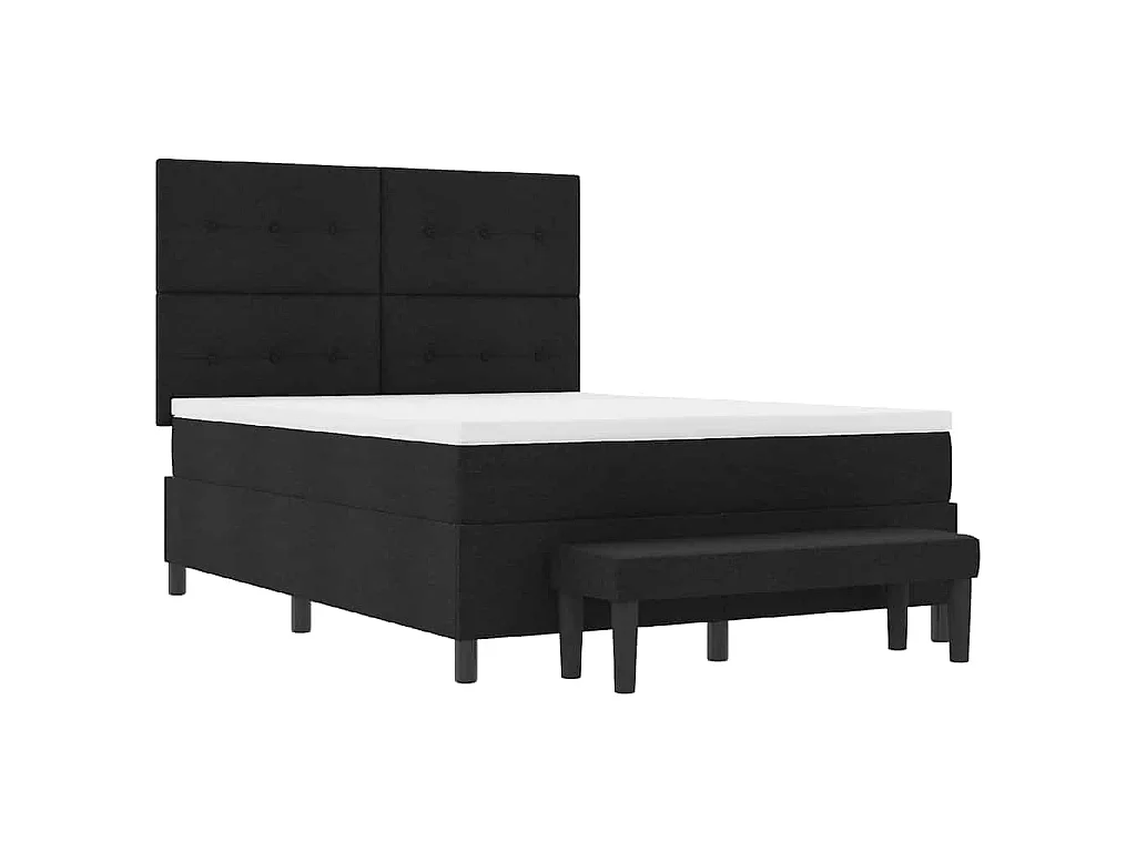 Letto a molle con testiera Nero 160 x 200 cm Tessuto