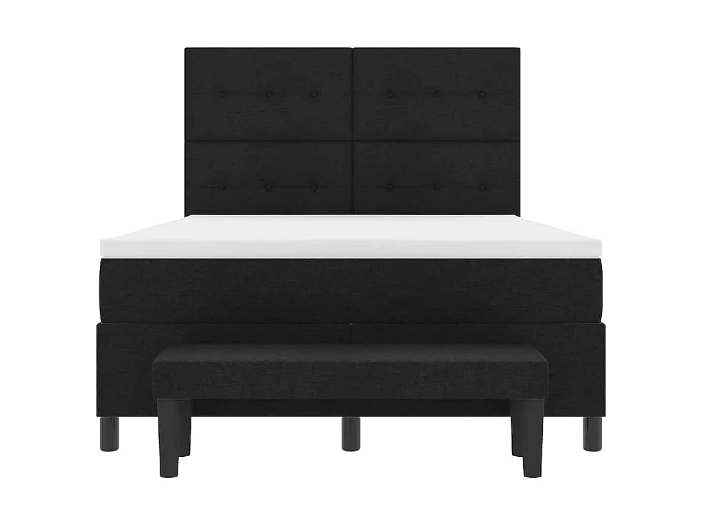 Letto a molle con testiera Nero 160 x 200 cm Tessuto