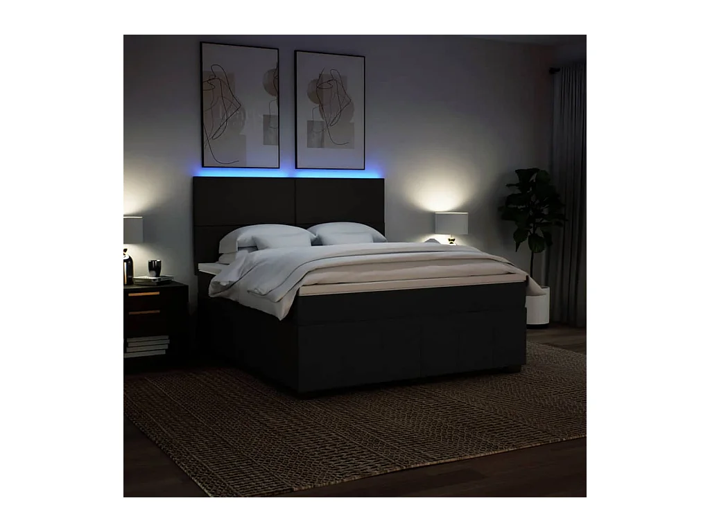 Giroletto a Molle con Materasso Nero 180x200 cm in Tessuto