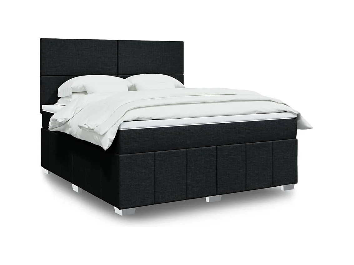 Sommier à lattes de lit avec matelas Noir 180x200 cm Tissu