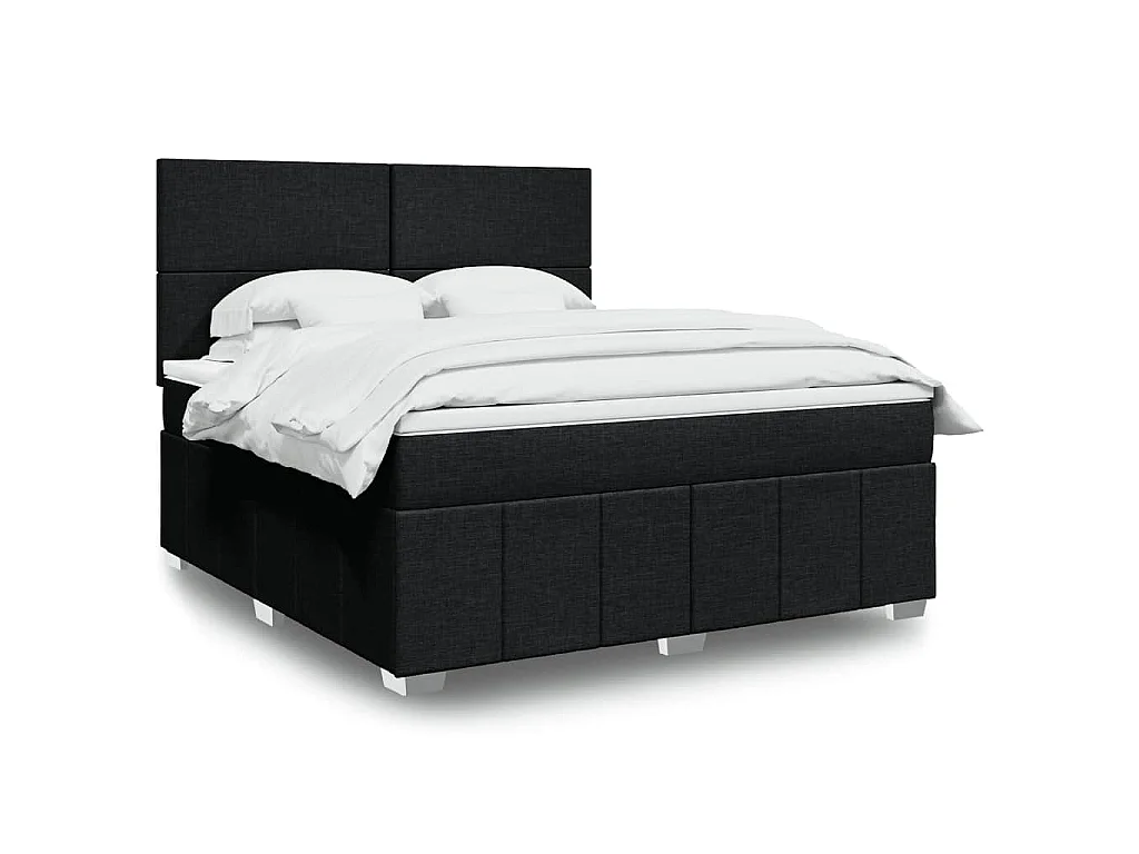 Giroletto a Molle con Materasso Nero 180x200 cm in Tessuto