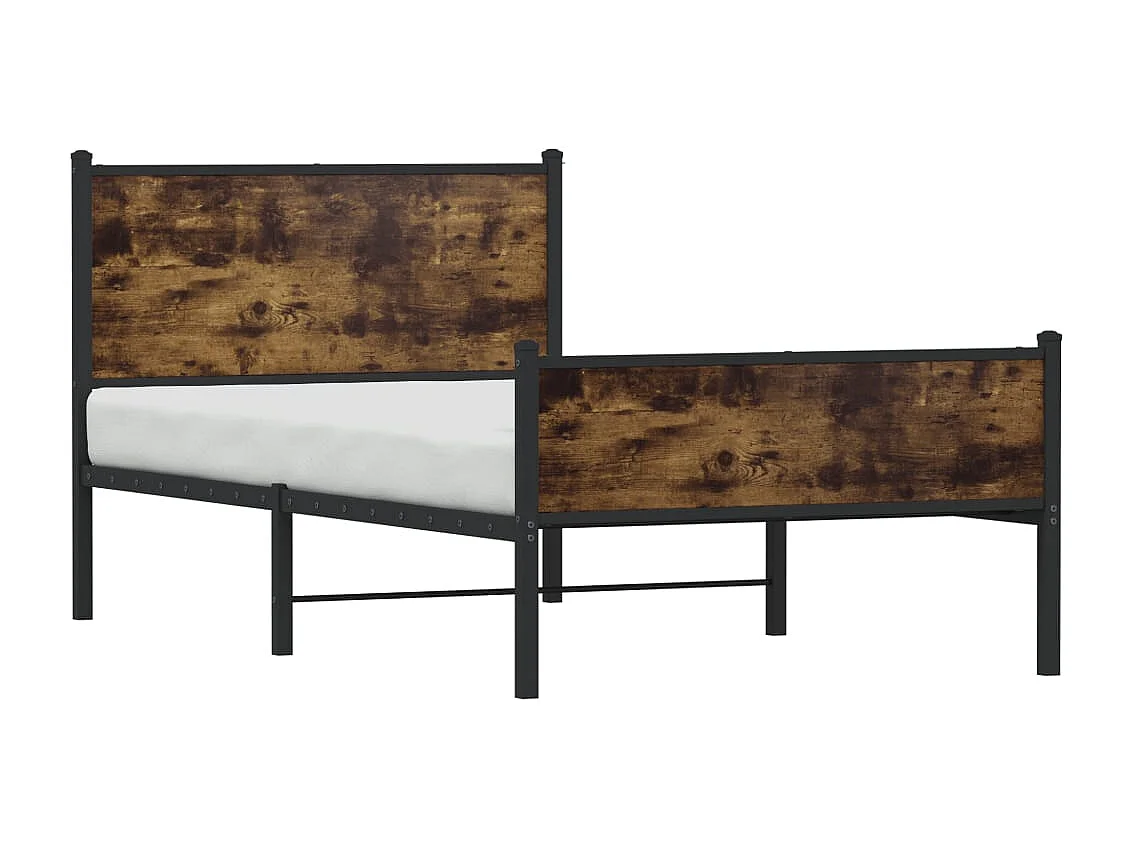Estructura de cama sin colchón metal roble ahumado 100x200 cm