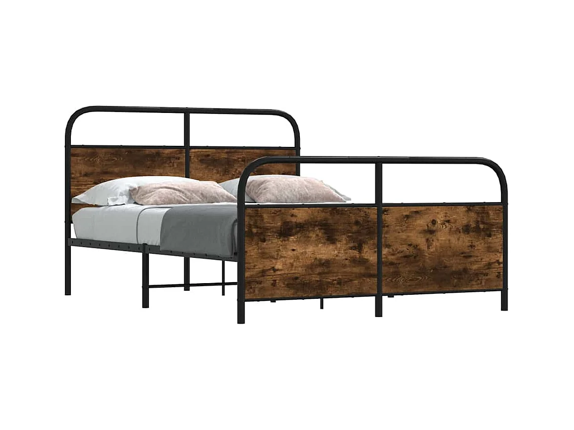 Cadre de lit en métal sans matelas chêne fumé 140x190 cm