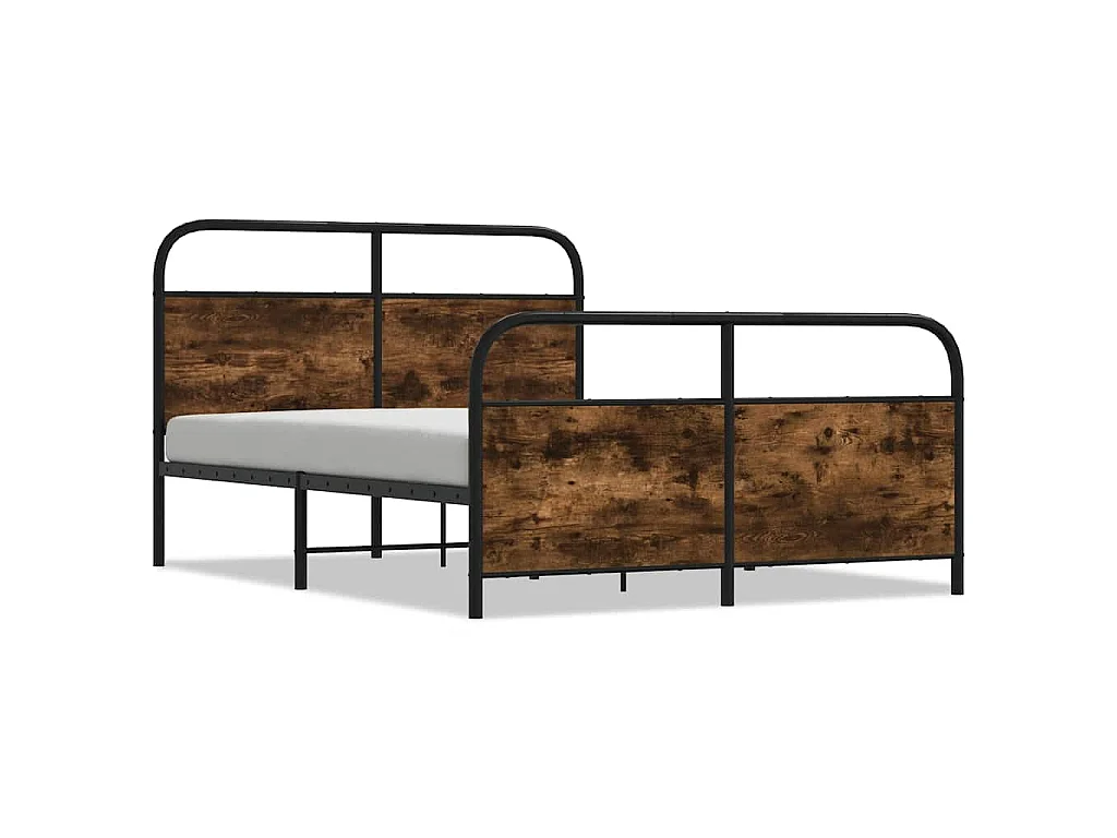 Cadre de lit en métal sans matelas chêne fumé 140x190 cm