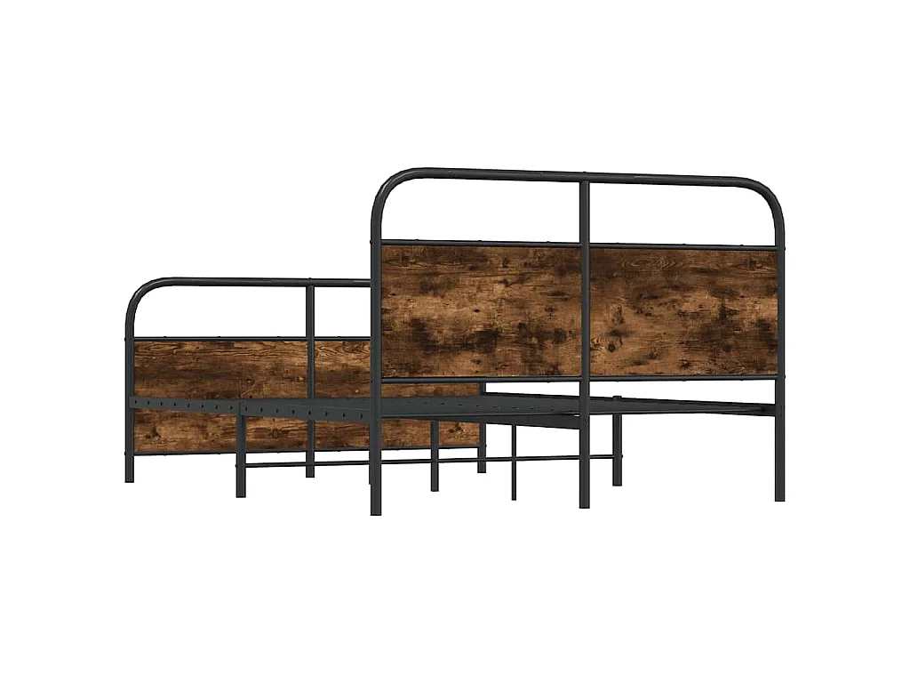 Cadre de lit en métal sans matelas chêne fumé 140x190 cm