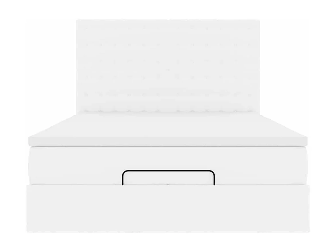 Struttura Letto Pouf con Materasso Bianco 140x200 cm Similpelle