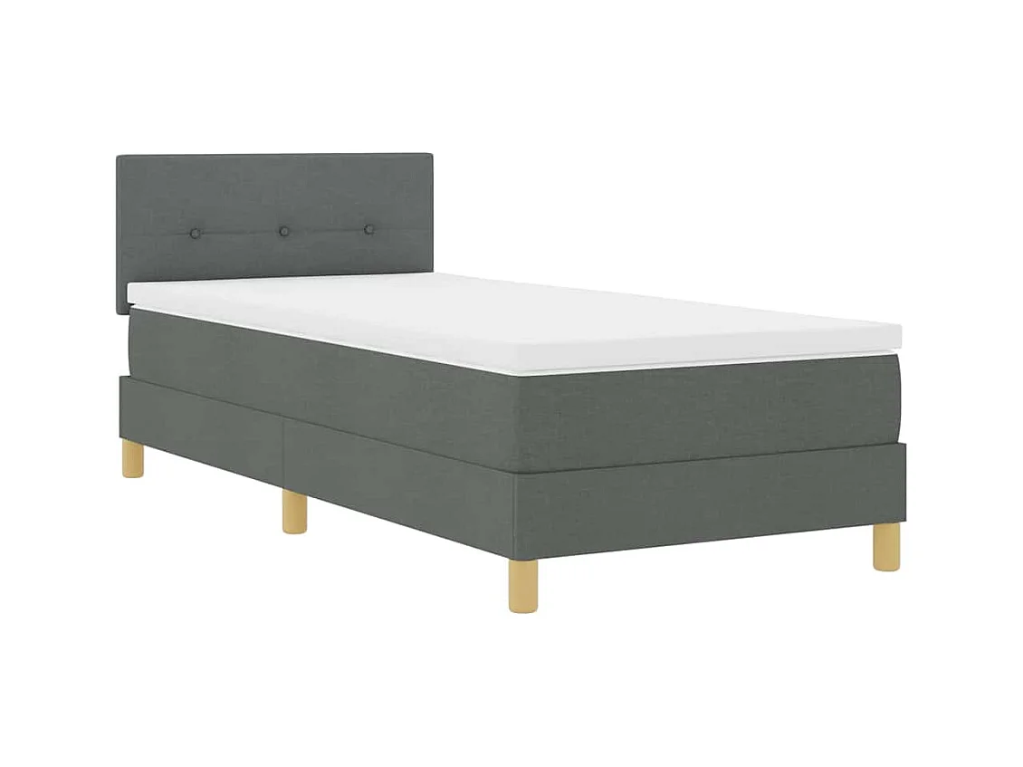 Lit boxspring avec matelas Gris foncé 90 x 200 cm tissu