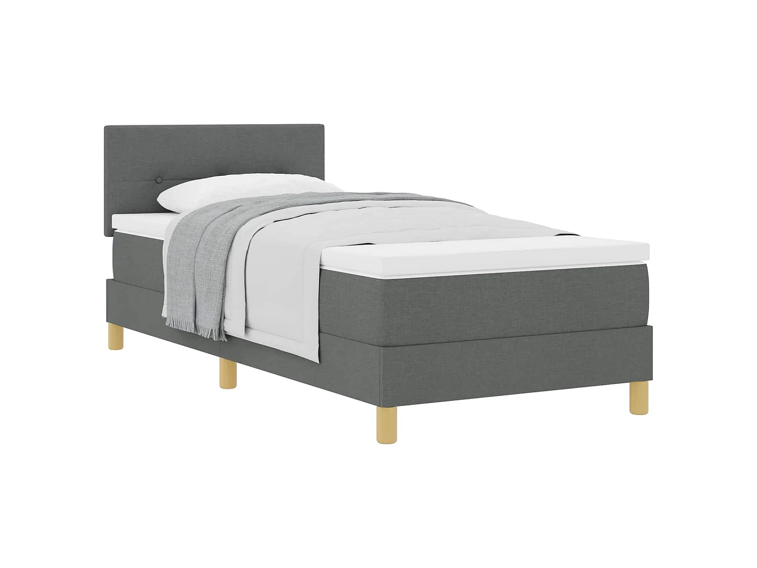 Boxspringbed met kussen Donkergrijs 90 x 200 cm Stof