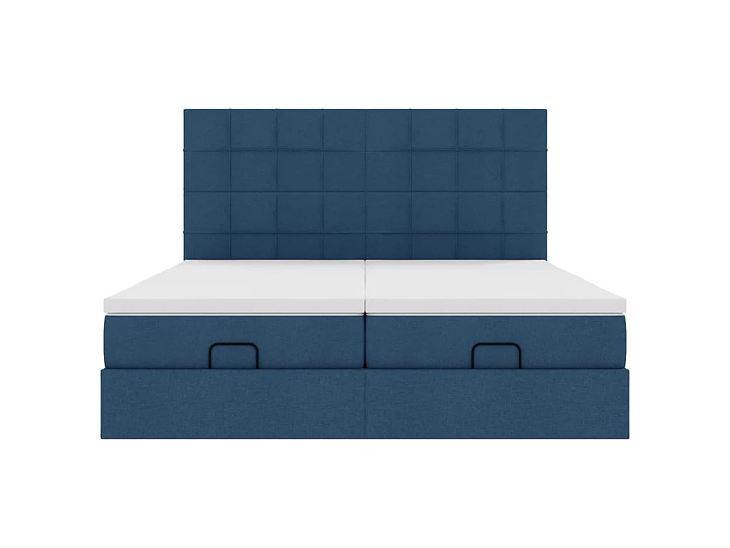 Estrutura de cama otomana com colchões 180x200cm tecido azul