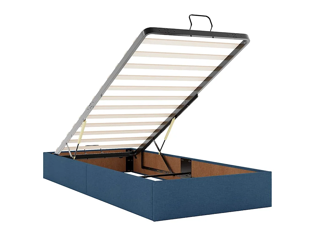 Estrutura de cama otomana com colchões 180x200cm tecido azul