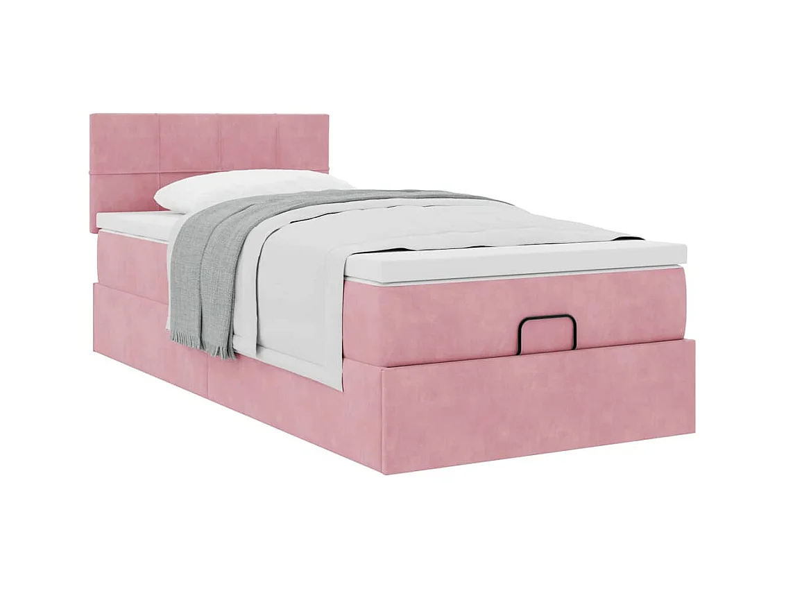 Ottoman-Bett mit Matratze Rosa 90x200 cm Samt