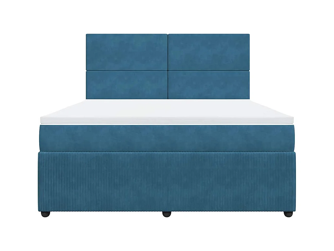 Boxspringbett mit Matratze Dunkelblau 180x200 cm Samt