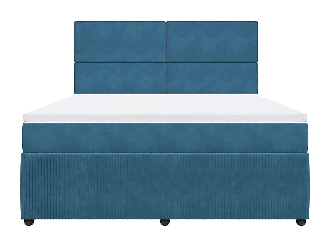 Boxspring met matras fluweel donkerblauw 180x200 cm