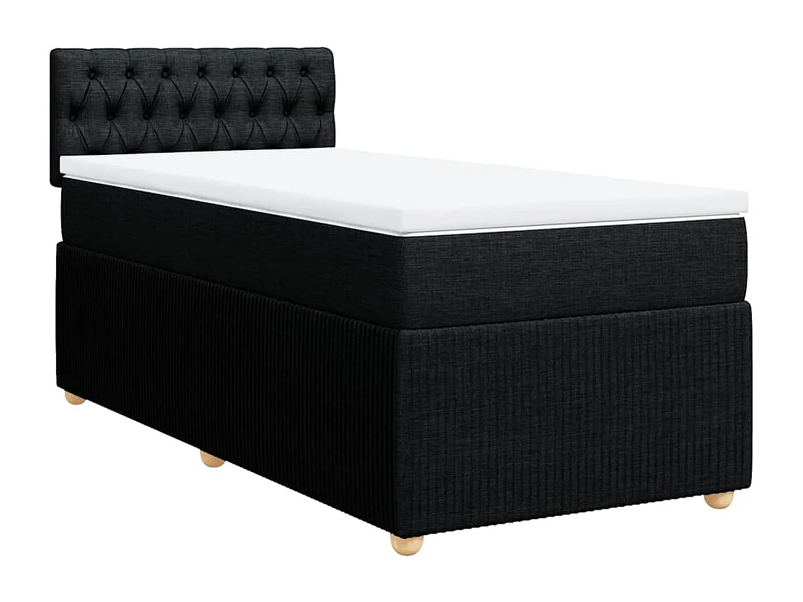 Cama box spring con colchón tela negro 90x200 cm