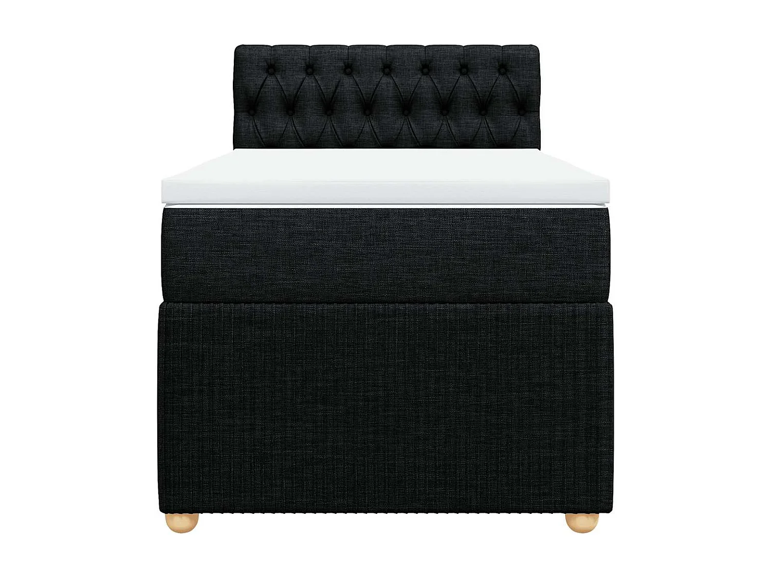 Cama box spring con colchón tela negro 90x200 cm