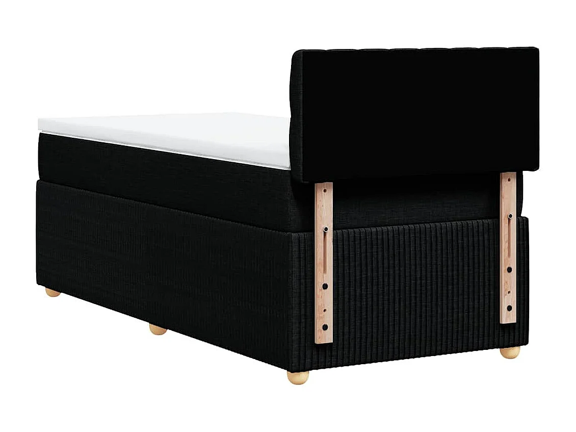 Cama box spring con colchón tela negro 90x200 cm