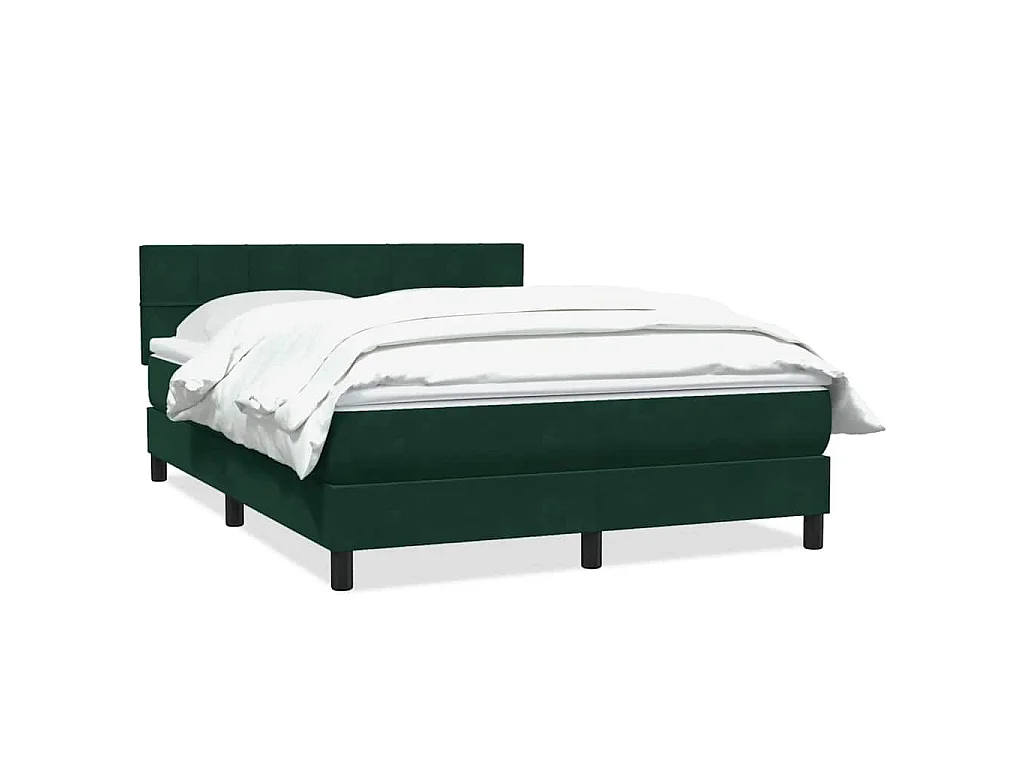 Cama box spring con colchón terciopelo verde oscuro 160x220 cm