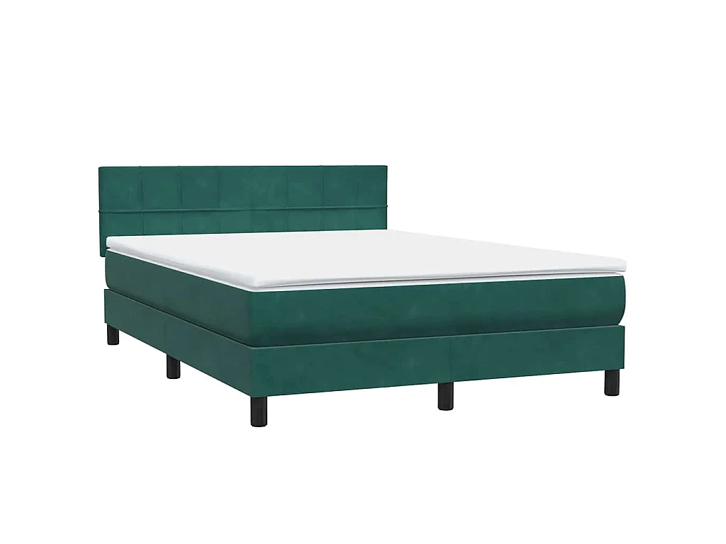 Cama box spring con colchón terciopelo verde oscuro 160x220 cm