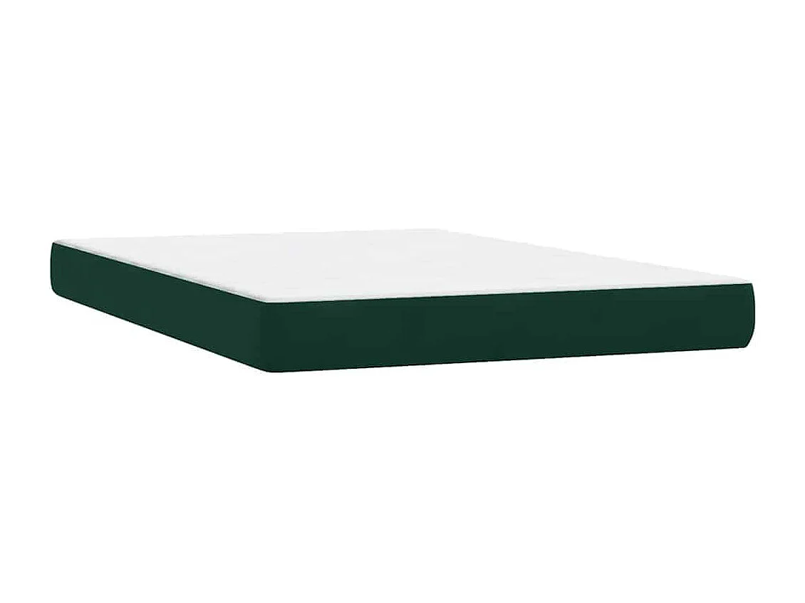 Cama box spring con colchón terciopelo verde oscuro 160x220 cm