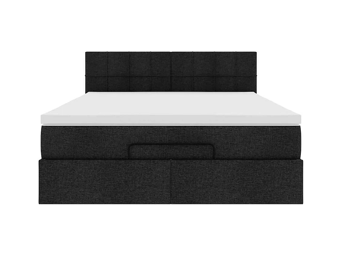 Lit ottoman avec matelas noir 140x190 cm tissu
