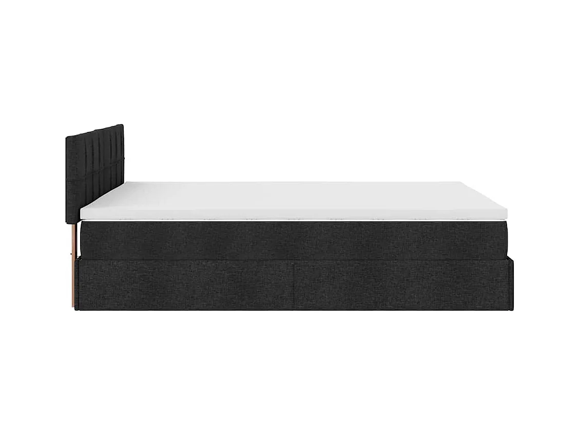Lit ottoman avec matelas noir 140x190 cm tissu