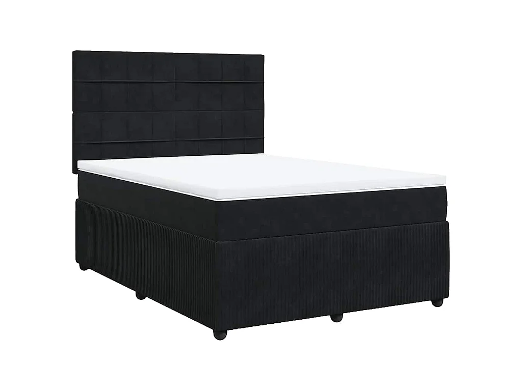 Cama box spring con colchón terciopelo negro 140x200 cm