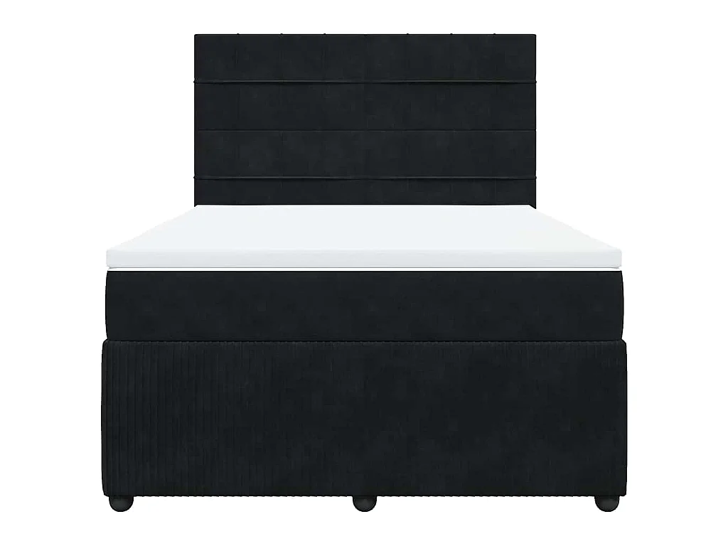 Cama box spring con colchón terciopelo negro 140x200 cm