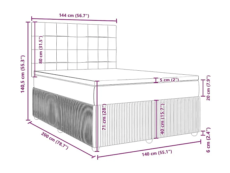 Boxspring met matras fluweel zwart 140x200 cm