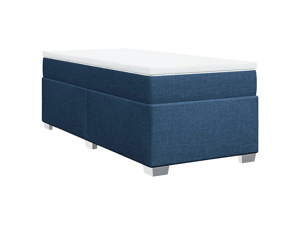 Cama box spring con colchón tela azul 100x200 cm