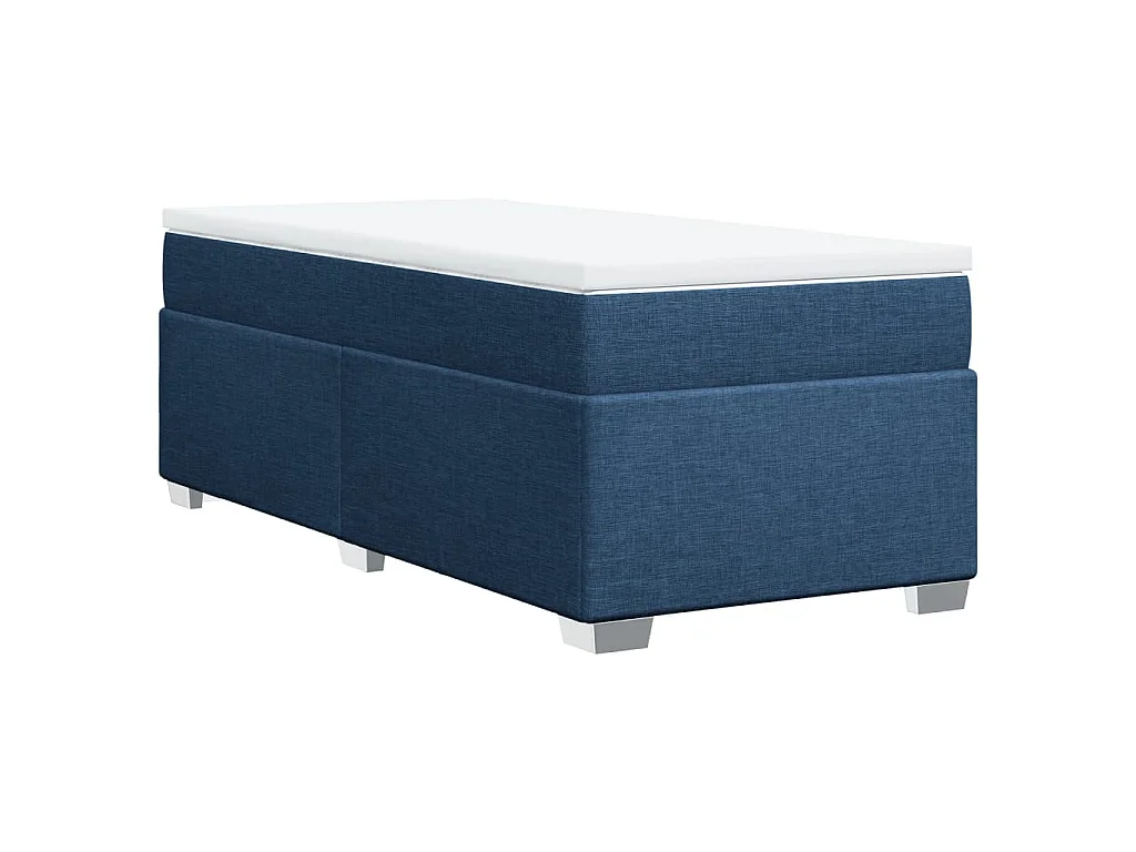 Cama box spring con colchón tela azul 100x200 cm