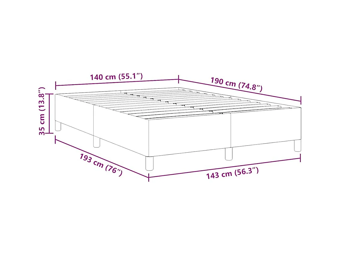 Estrutura da Cama Cinza Verde 140 x 190 cm