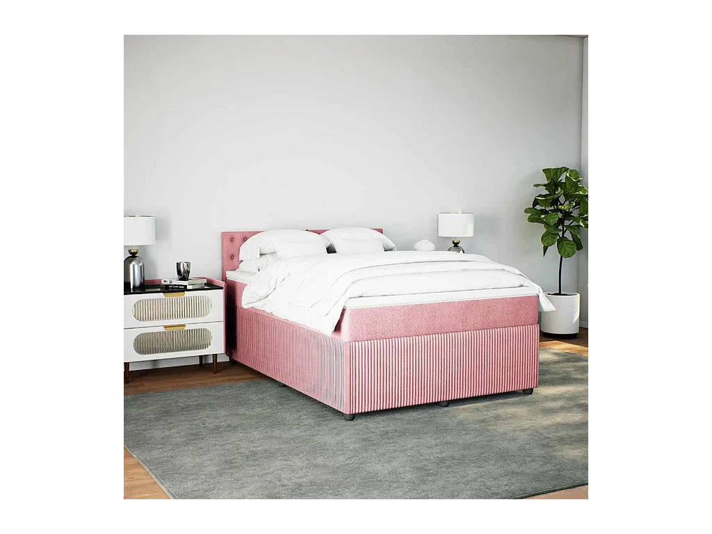 Sommier à lattes de lit avec matelas Rose 140x200 cm Velours