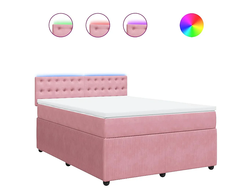 Boxspring met matras fluweel roze 140x200 cm