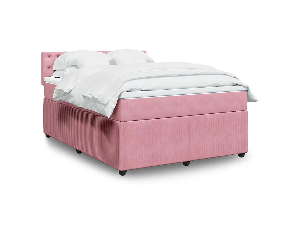 Boxspring met matras fluweel roze 140x200 cm